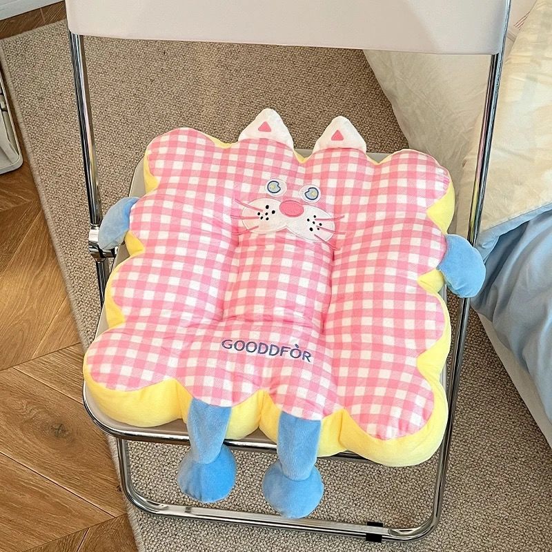 Gingham Cat Plush Cushion