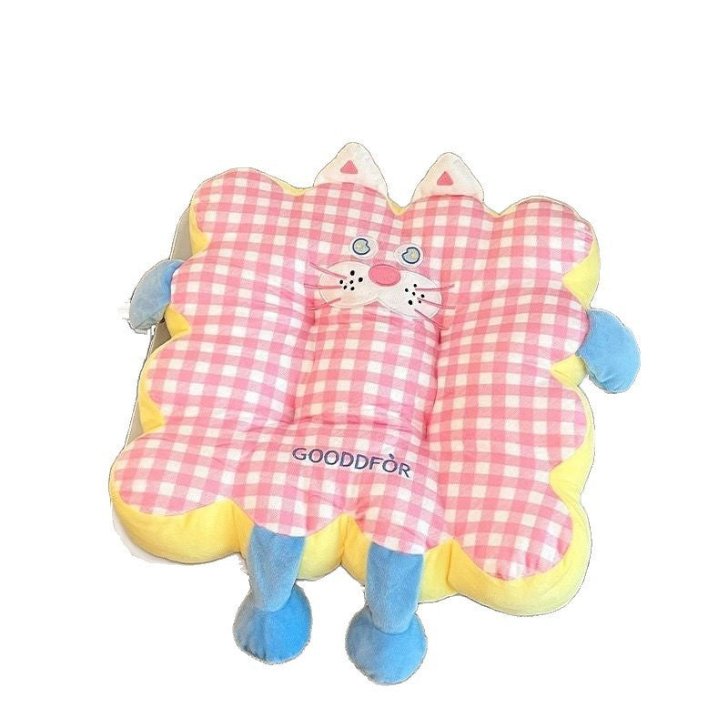 Gingham Cat Plush Cushion